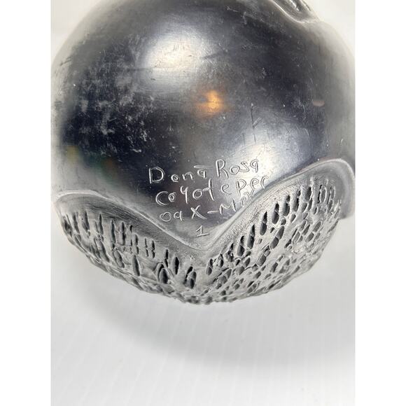 Vtg Barro Negro Vase by Doña Rosa Signed Black Pottery Mexican Folk Coyotepec - Picture 8 of 8